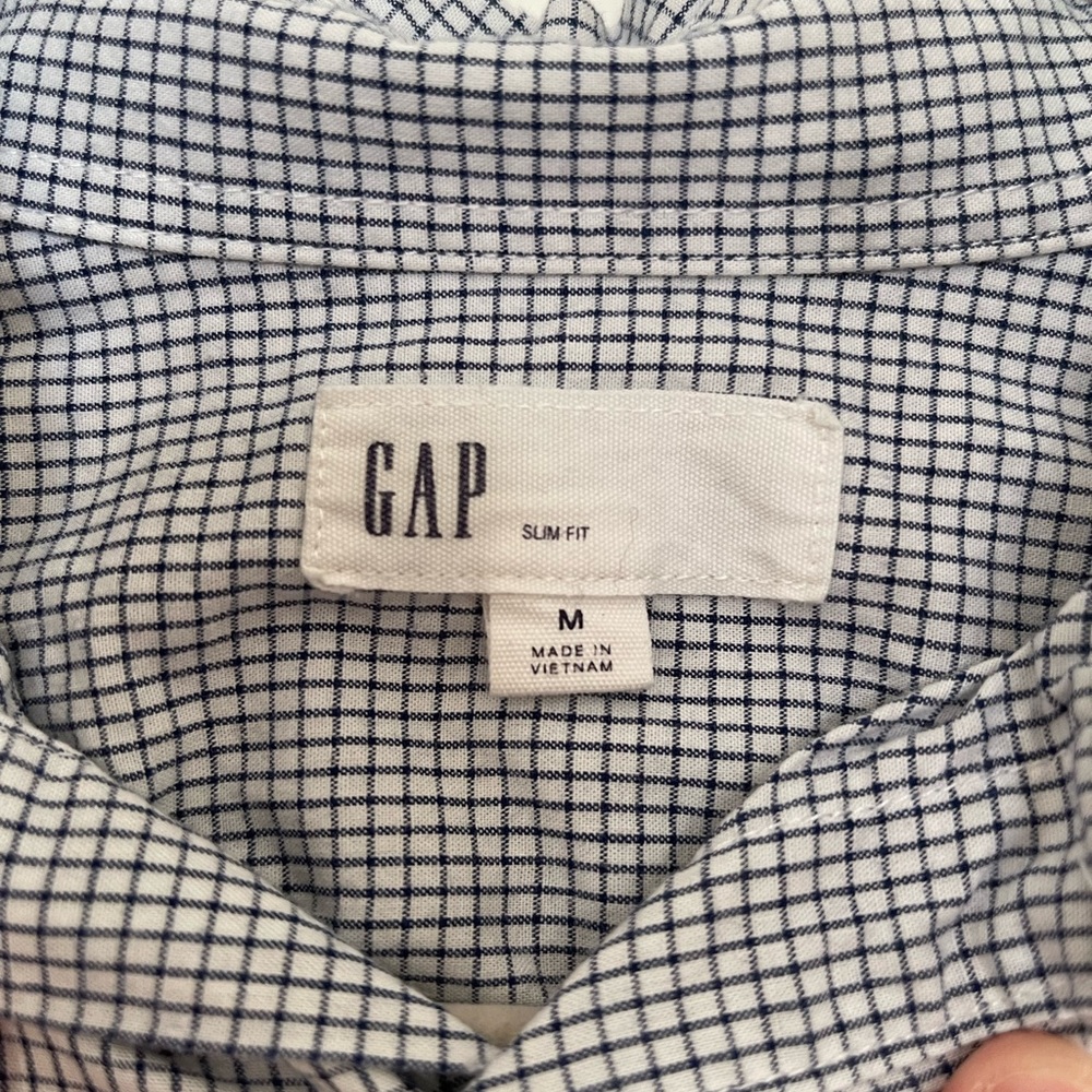 Men's Gap Blue Patterned Button Down Shirt - image 3